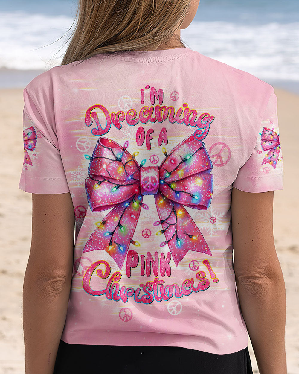 PINK CHRISTMAS BOW ALL OVER PRINT - TLTW2810245