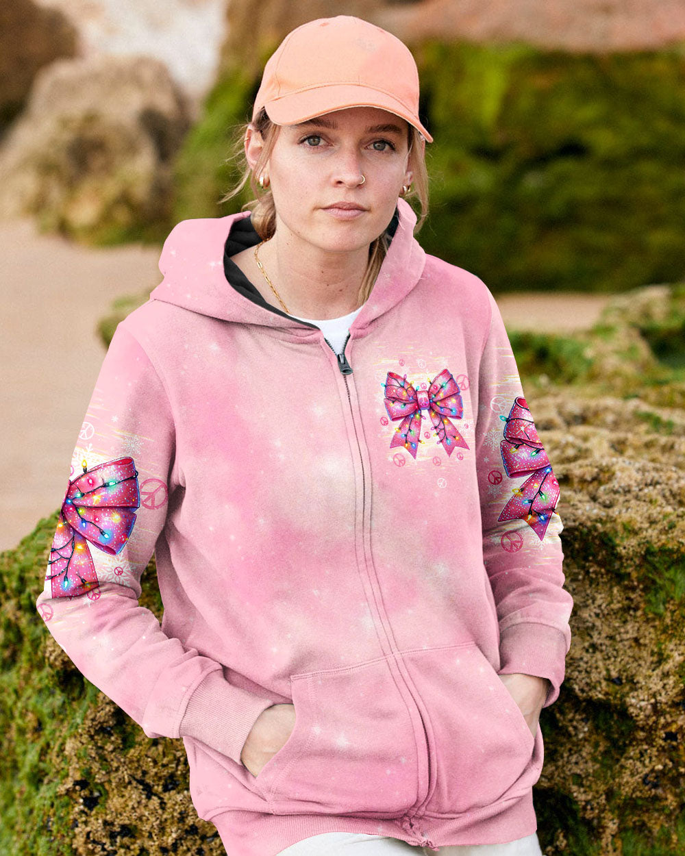 PINK CHRISTMAS BOW ALL OVER PRINT - TLTW2810245