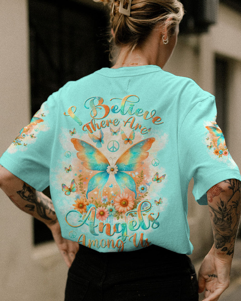 I BELIEVE THERE ARE ANGELS AMONG US BUTTERFLY ALL OVER PRINT - TLTW2812232