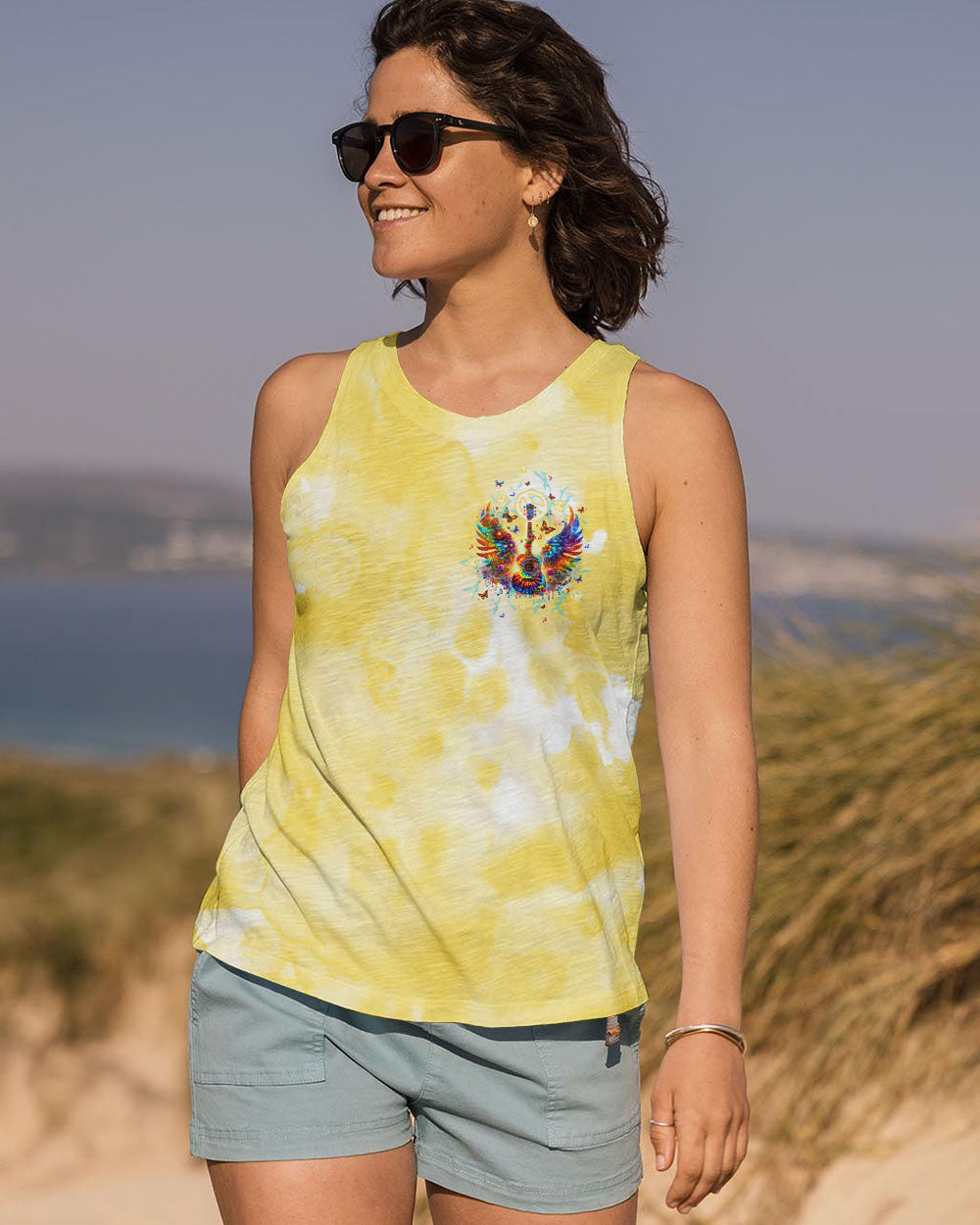PEACE LOVE ROCK'N' ROLL GUITAR ALL OVER PRINT - TLTW2905243
