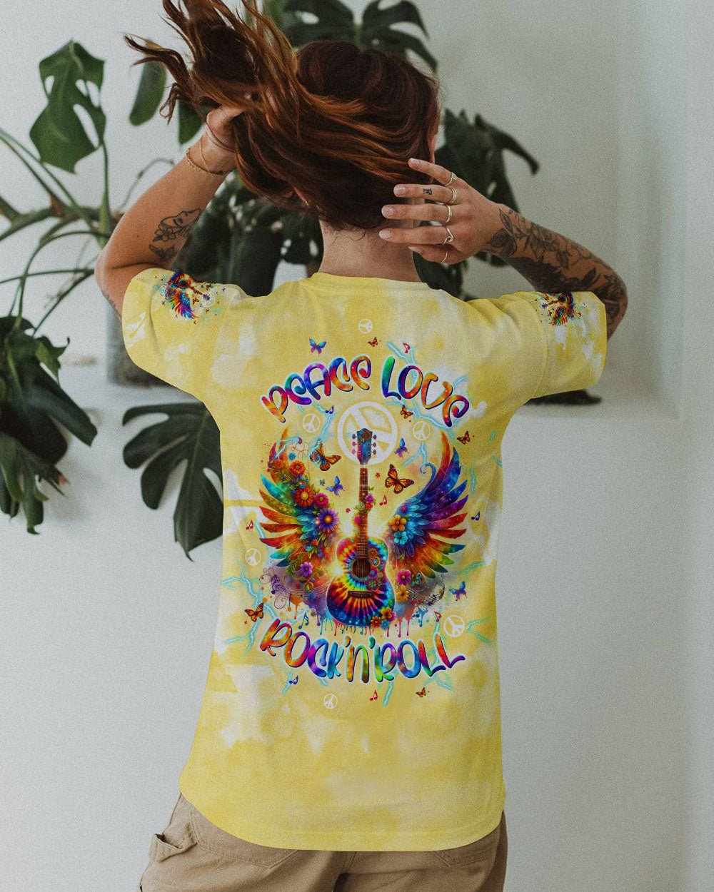 PEACE LOVE ROCK'N' ROLL GUITAR ALL OVER PRINT - TLTW2905243