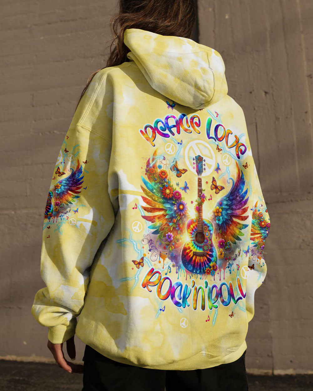 PEACE LOVE ROCK'N' ROLL GUITAR ALL OVER PRINT - TLTW2905243