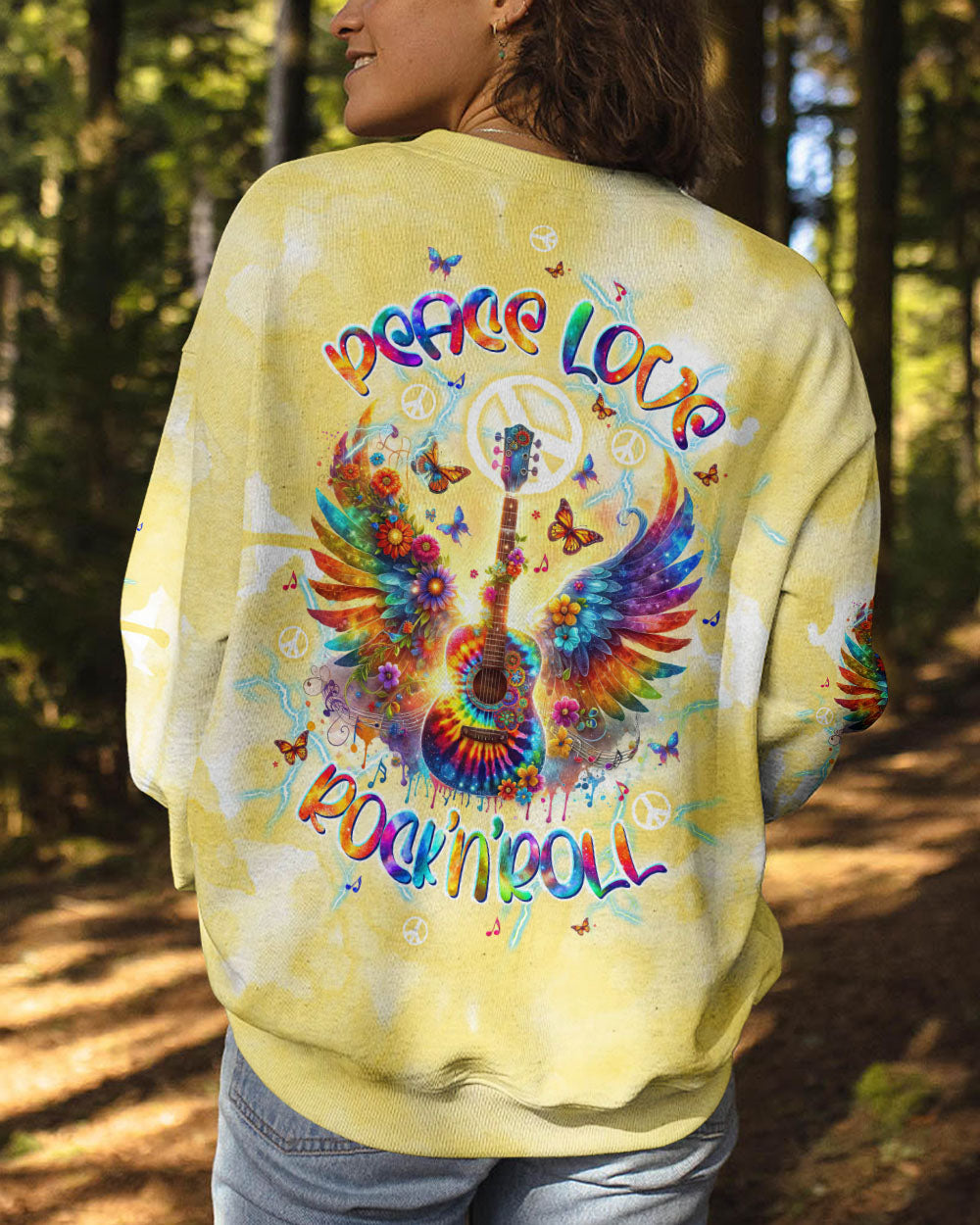 PEACE LOVE ROCK'N' ROLL GUITAR ALL OVER PRINT - TLTW2905243
