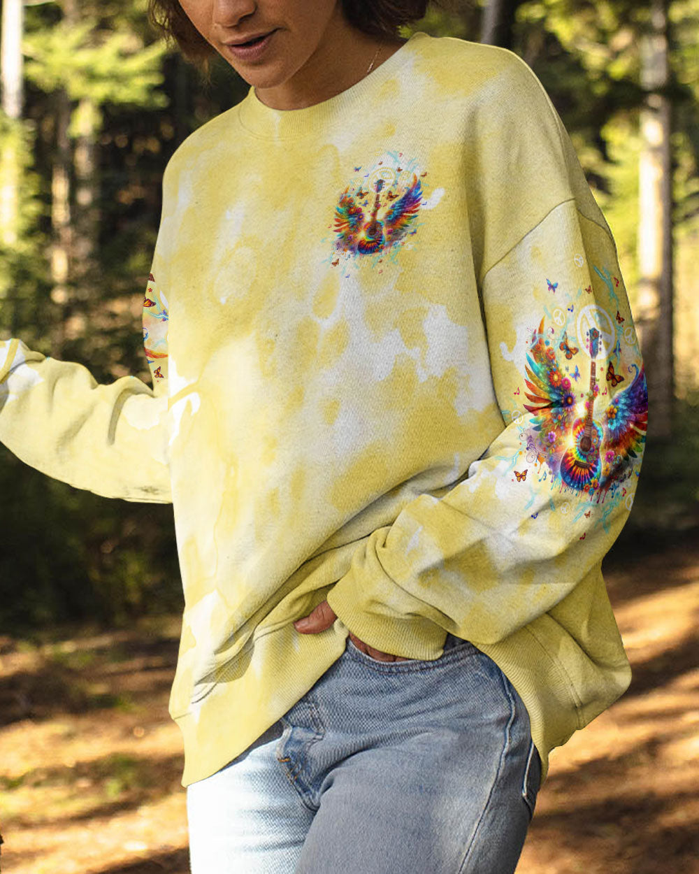 PEACE LOVE ROCK'N' ROLL GUITAR ALL OVER PRINT - TLTW2905243