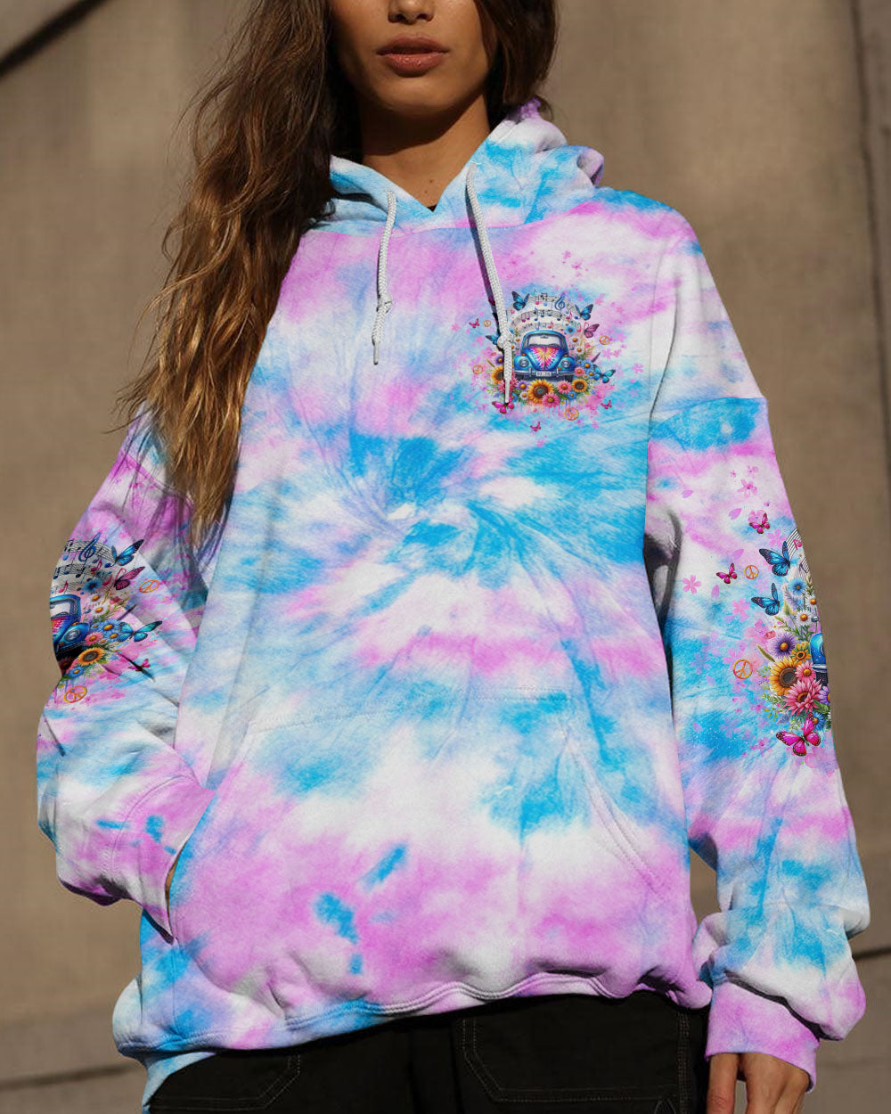 RUNNIN' AGAINST THE WIND FLORAL TIE DYE ALL OVER PRINT - TLTW3011232