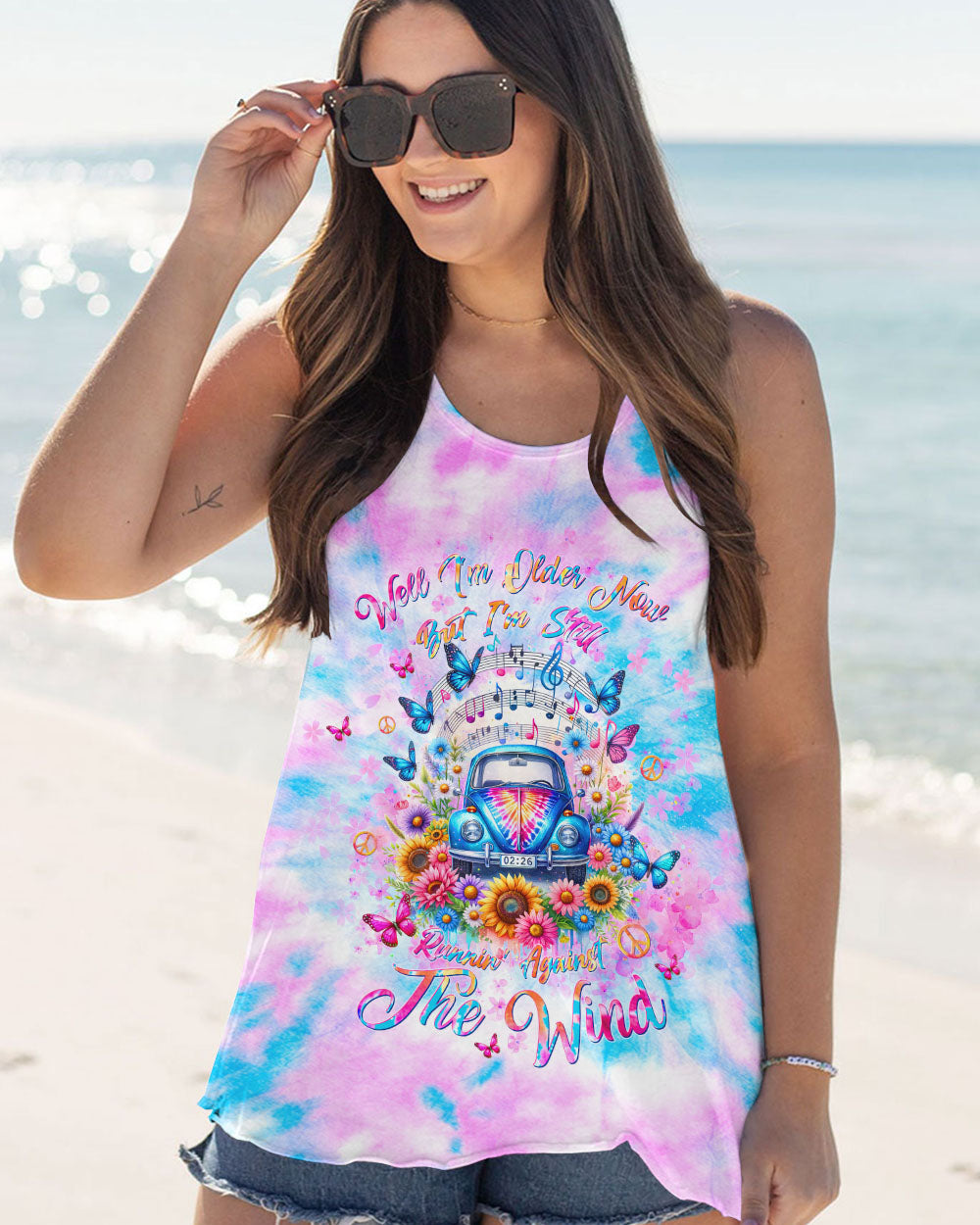 RUNNIN' AGAINST THE WIND FLORAL TIE DYE ALL OVER PRINT - TLTW3011232