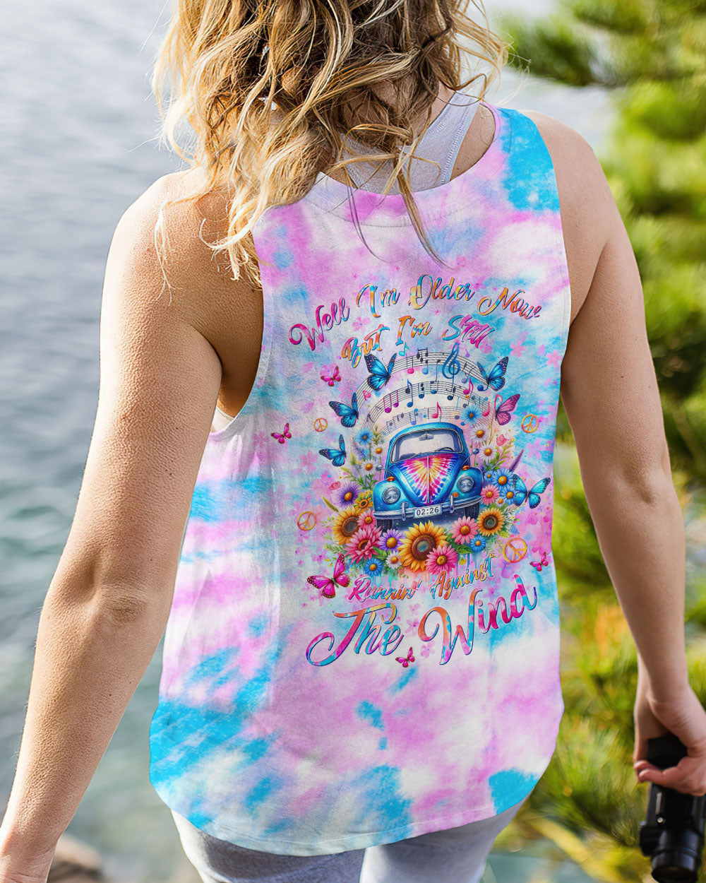 RUNNIN' AGAINST THE WIND FLORAL TIE DYE ALL OVER PRINT - TLTW3011232