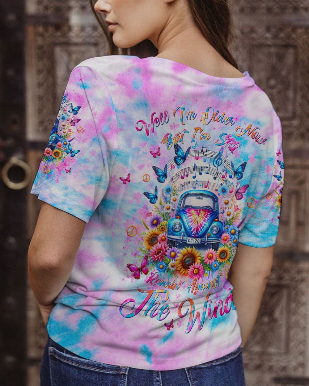RUNNIN' AGAINST THE WIND FLORAL TIE DYE ALL OVER PRINT - TLTW3011232