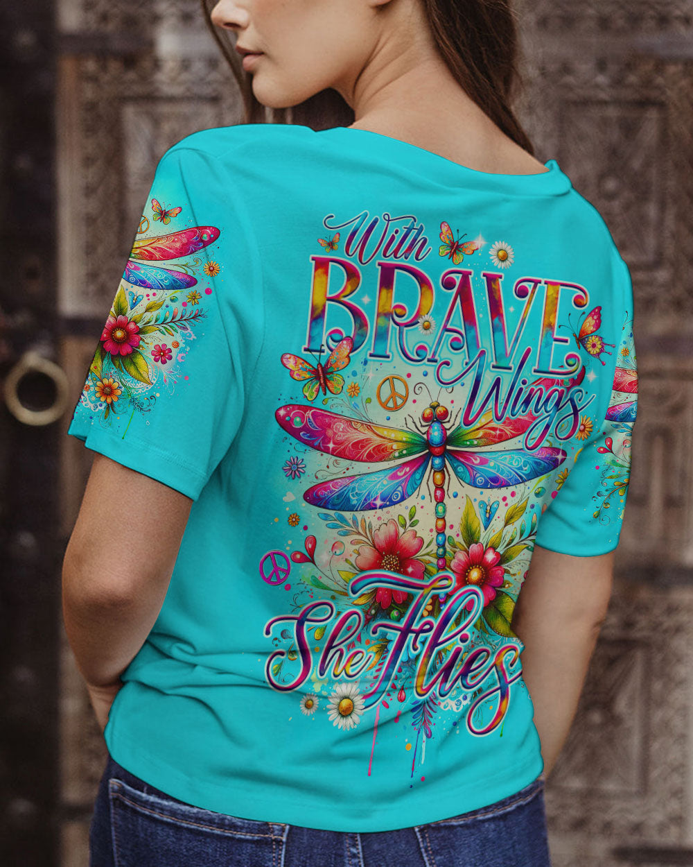 WITH BRAVE WINGS SHE FLIES ALL OVER PRINT - TY0201241
