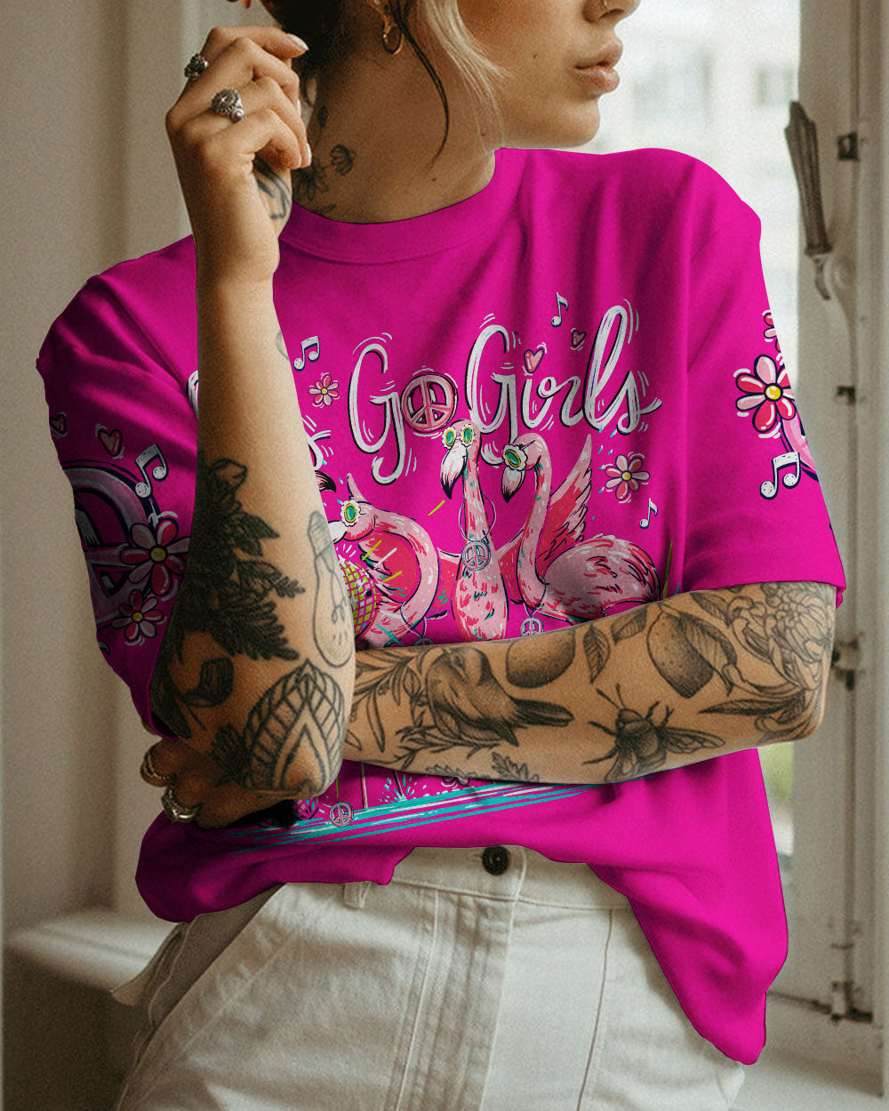 LET'S GO GIRLS FLAMINGO ALL OVER PRINT - TY0407235