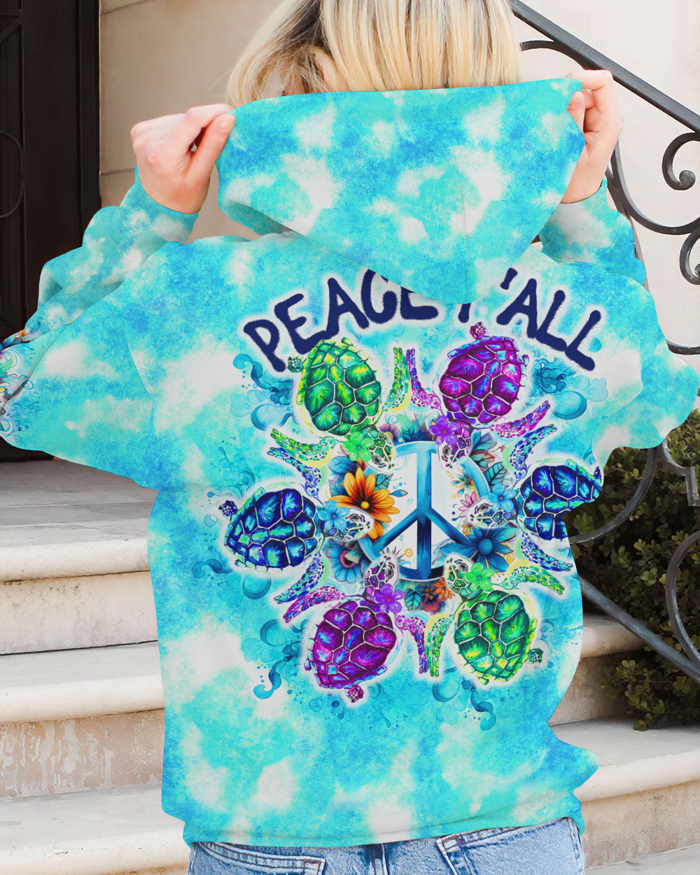 PEACE Y'ALL TURTLES TIE DYE ALL OVER PRINT - TY0507234
