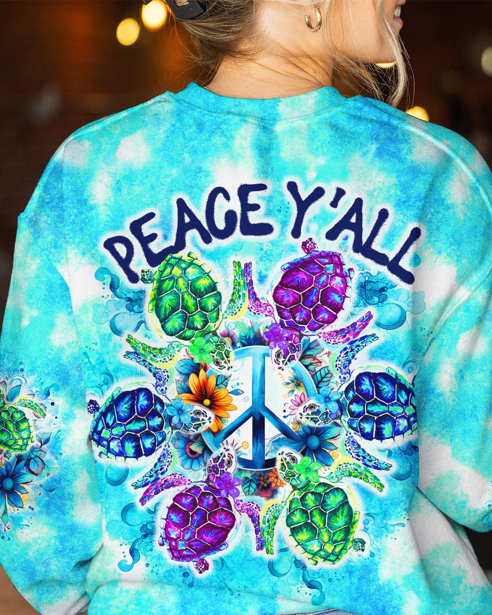 PEACE Y'ALL TURTLES TIE DYE ALL OVER PRINT - TY0507234