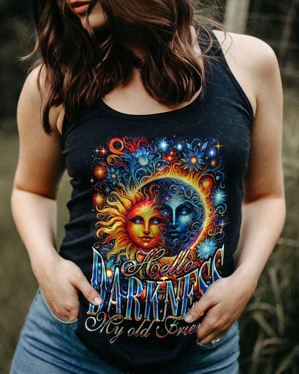 HELLO DARKNESS MY OLD FRIEND SUN AND MOON ALL OVER PRINT - TY0801241