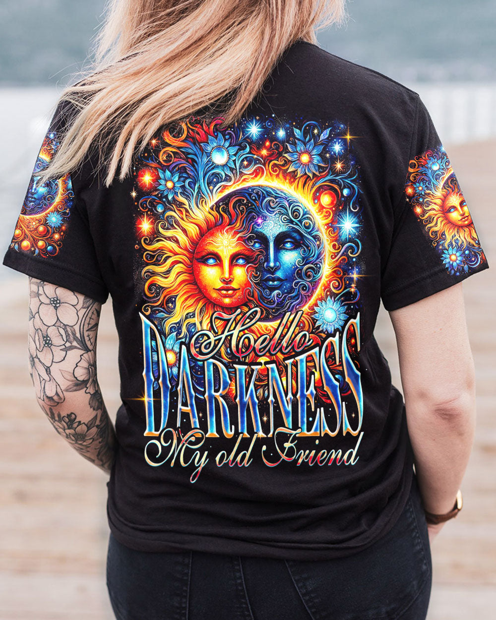 HELLO DARKNESS MY OLD FRIEND SUN AND MOON ALL OVER PRINT - TY0801241