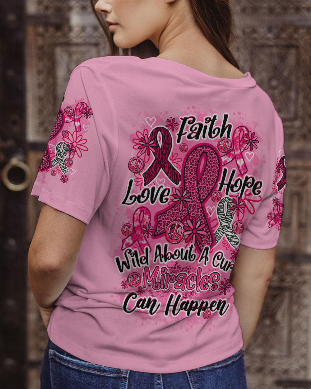 MIRACLES CAN HAPPEN PINK ALL OVER PRINT - TY0808232