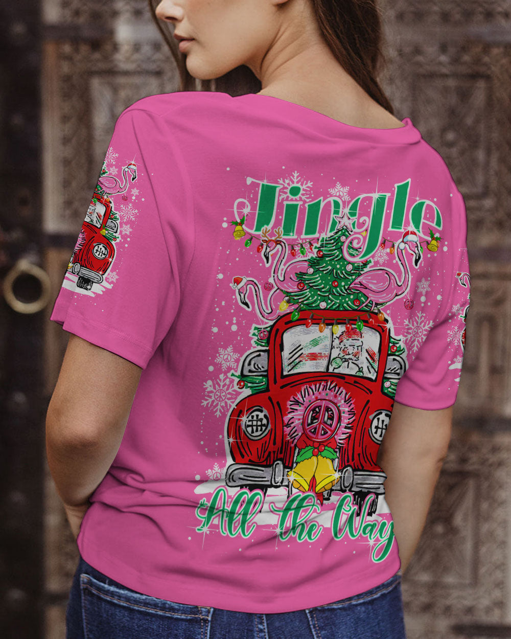 JINGLE ALL THE WAY FLAMINGO CHRISTMAS ALL OVER PRINT - TY0910231