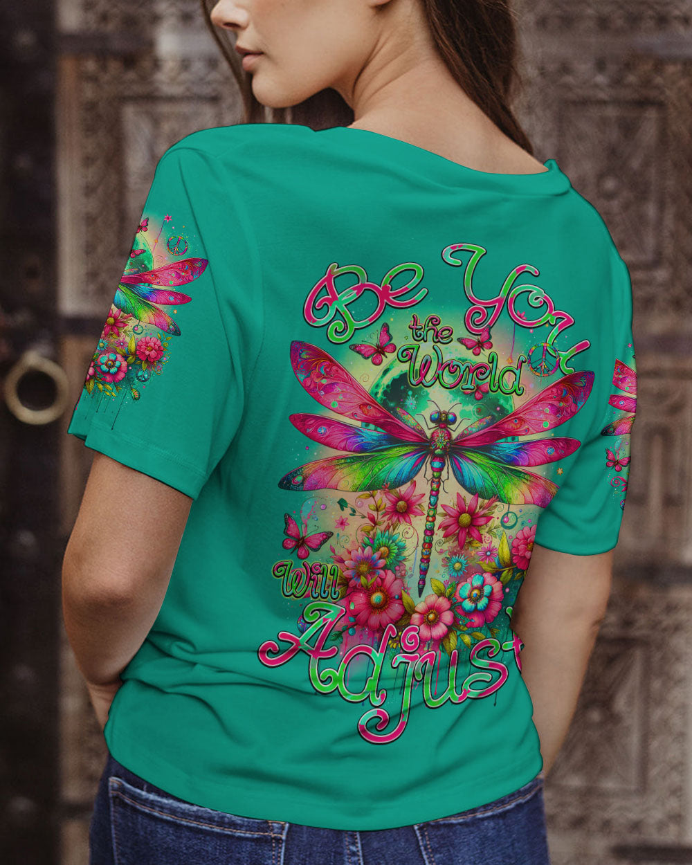 BE YOU THE WORLD WILL ADJUST DRAGONFLY ALL OVER PRINT - TY0912231