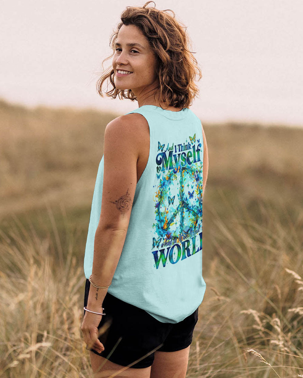 A WONDERFUL WORLD PEACE FLOWERS ALL OVER PRINT - TY1005241
