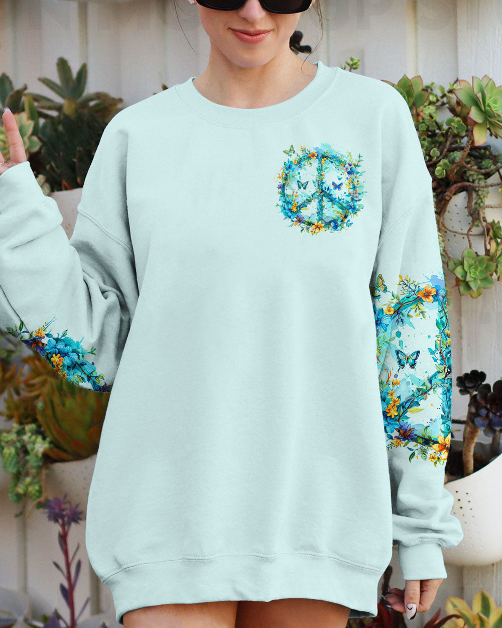 A WONDERFUL WORLD PEACE FLOWERS ALL OVER PRINT - TY1005241