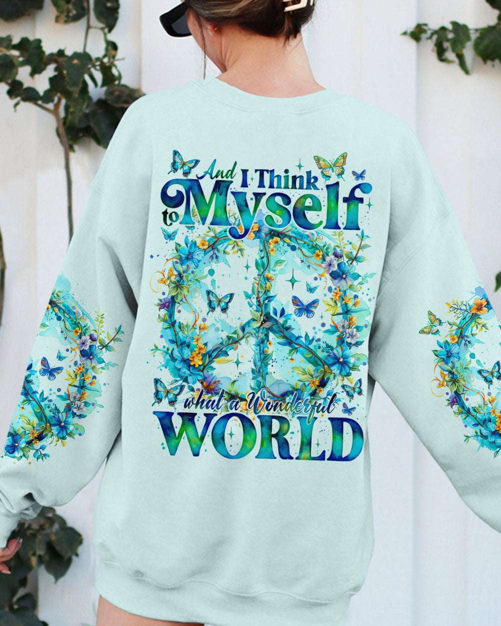A WONDERFUL WORLD PEACE FLOWERS ALL OVER PRINT - TY1005241