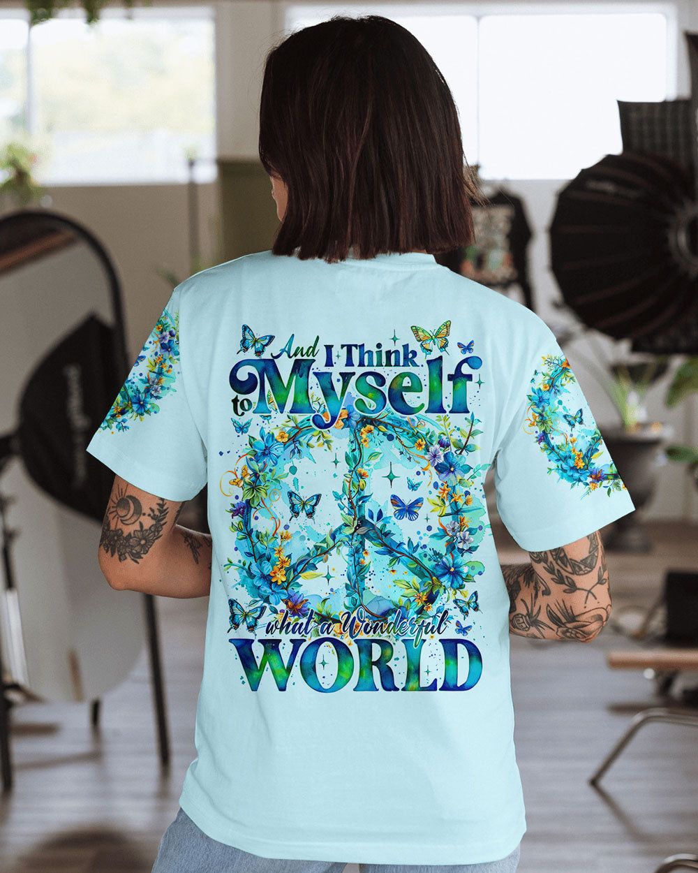 A WONDERFUL WORLD PEACE FLOWERS ALL OVER PRINT - TY1005241