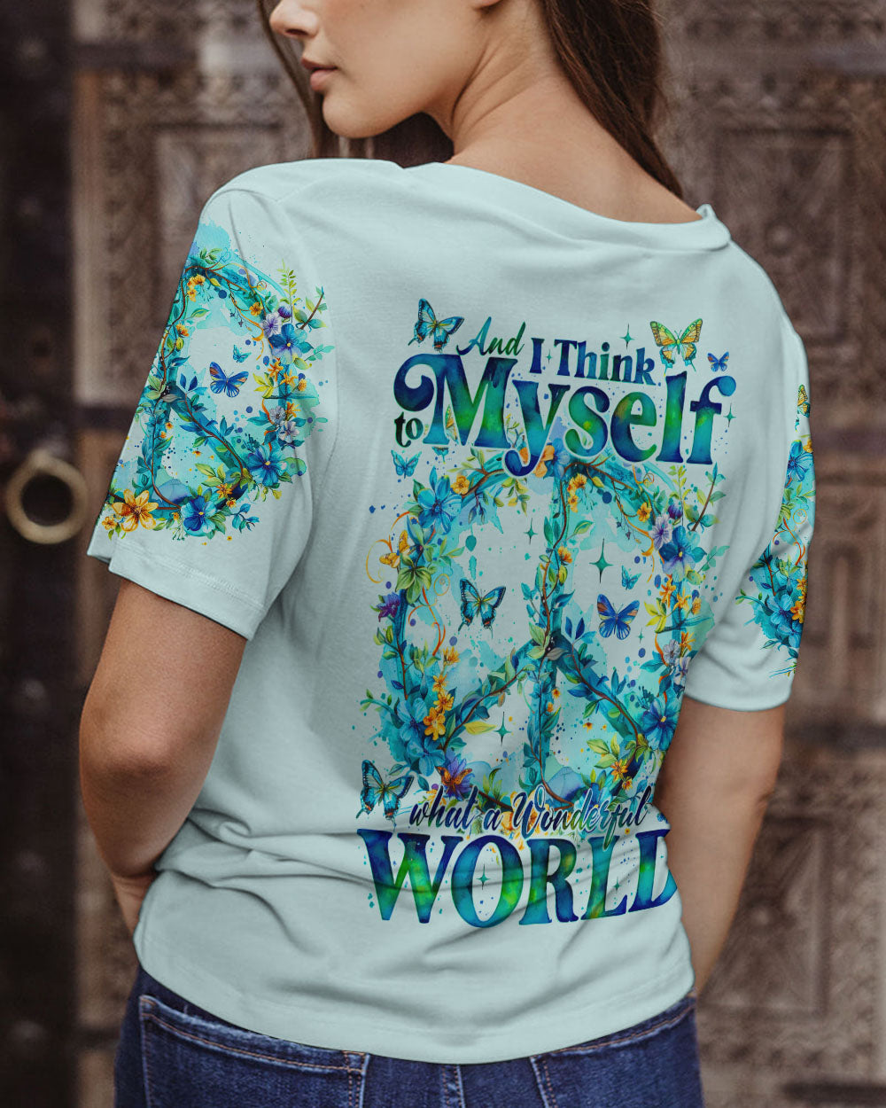 A WONDERFUL WORLD PEACE FLOWERS ALL OVER PRINT - TY1005241
