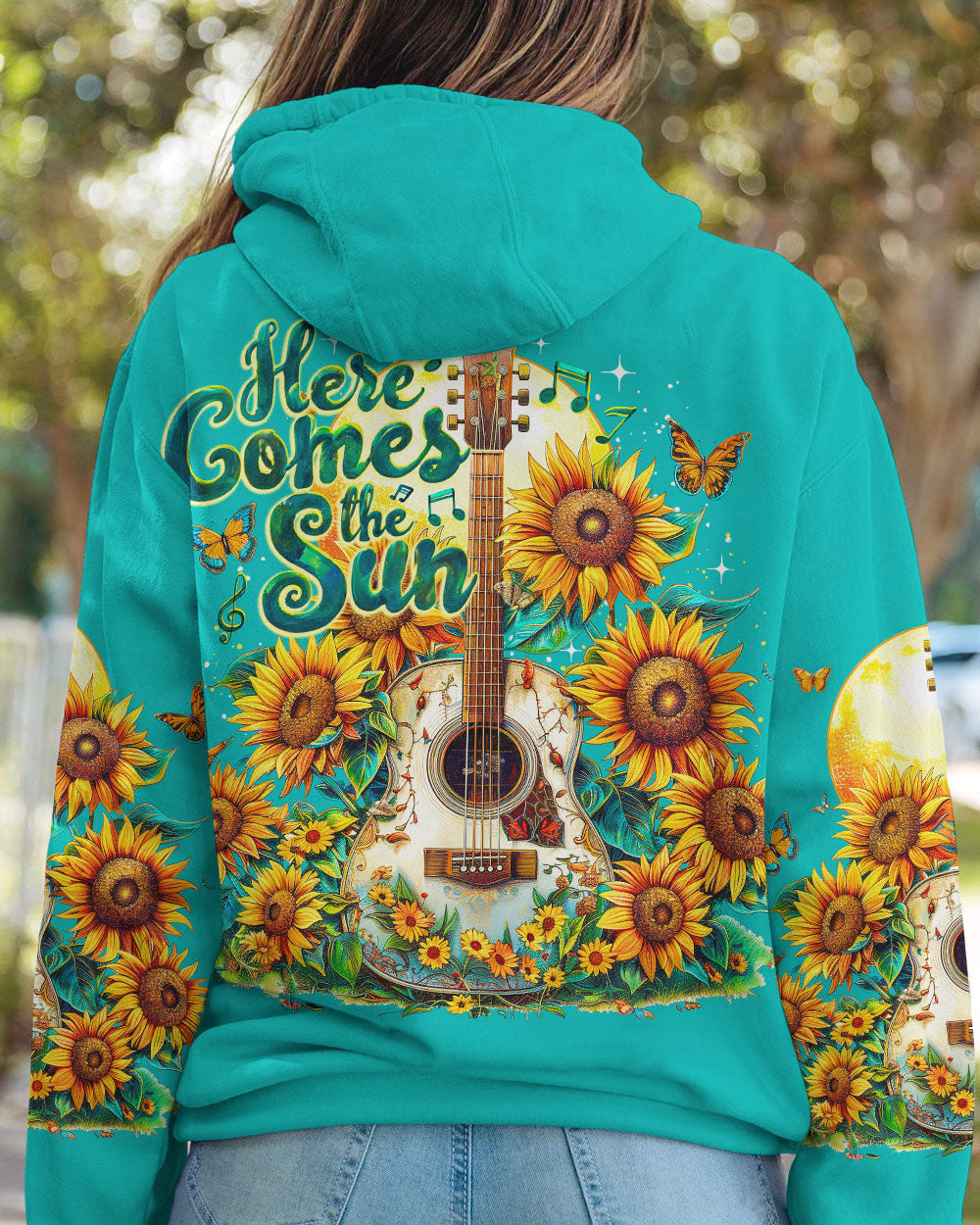 HERE COMES THE SUN GUITAR SUNFLOWERS ALL OVER PRINT - TY1204241