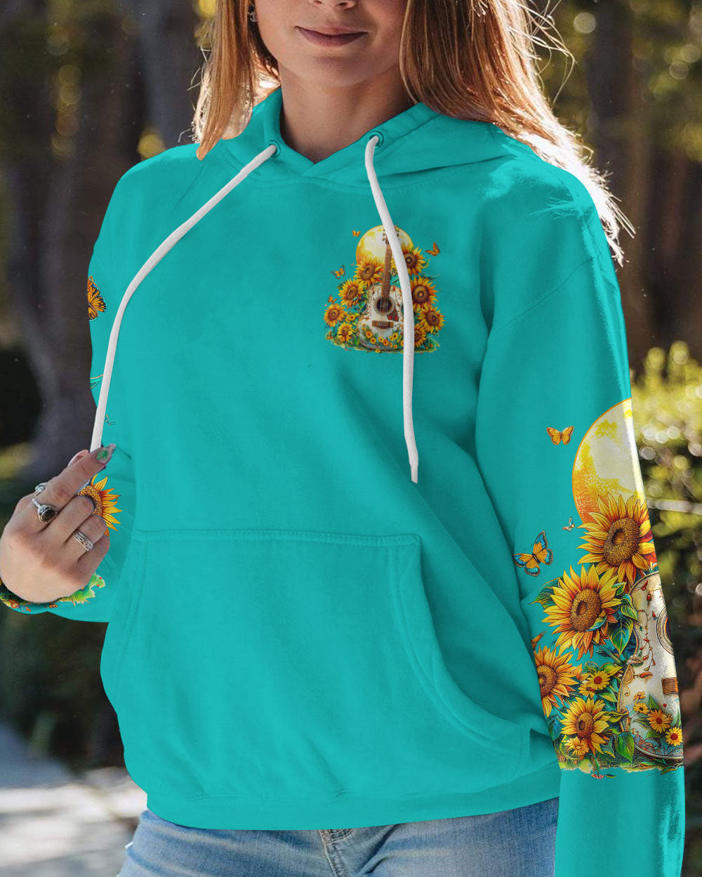 HERE COMES THE SUN GUITAR SUNFLOWERS ALL OVER PRINT - TY1204241