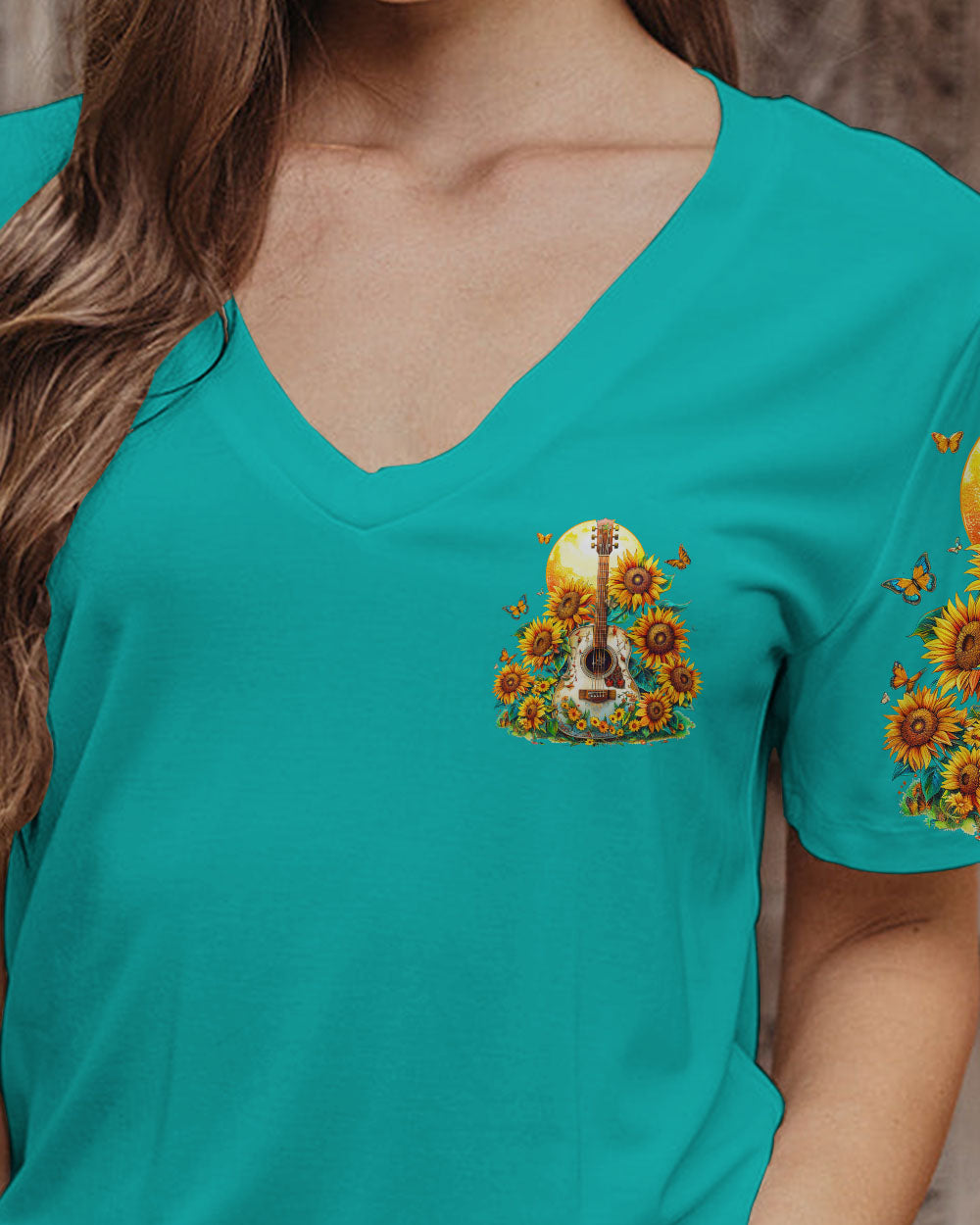 HERE COMES THE SUN GUITAR SUNFLOWERS ALL OVER PRINT - TY1204241