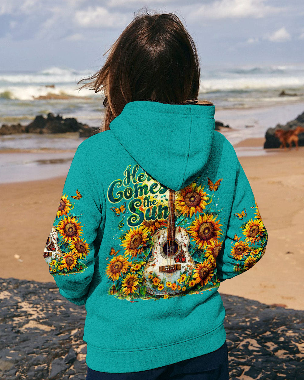 HERE COMES THE SUN GUITAR SUNFLOWERS ALL OVER PRINT - TY1204241