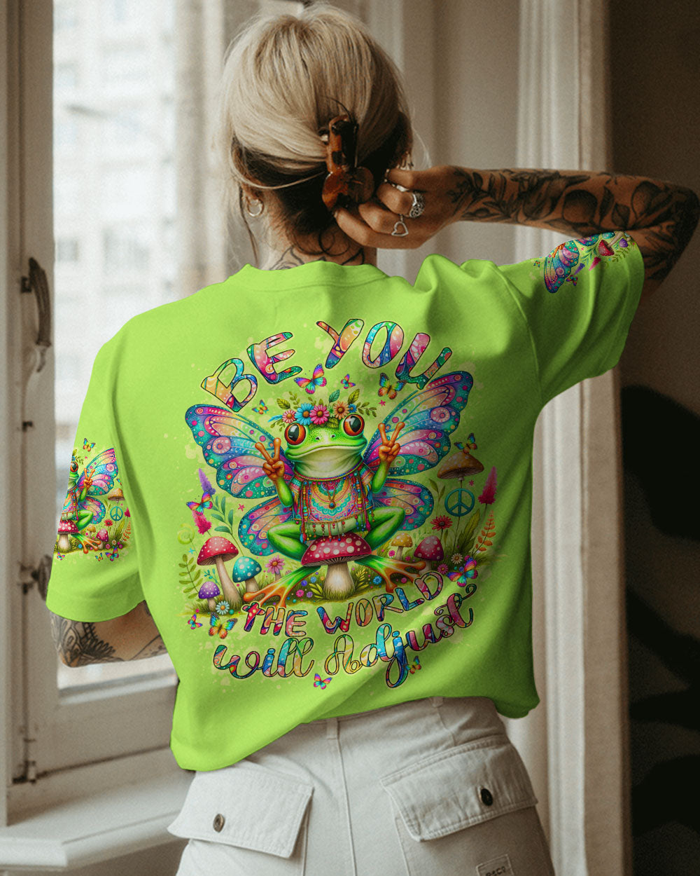 BE YOU THE WORLD WILL ADJUST FROG ALL OVER PRINT - TY1610232
