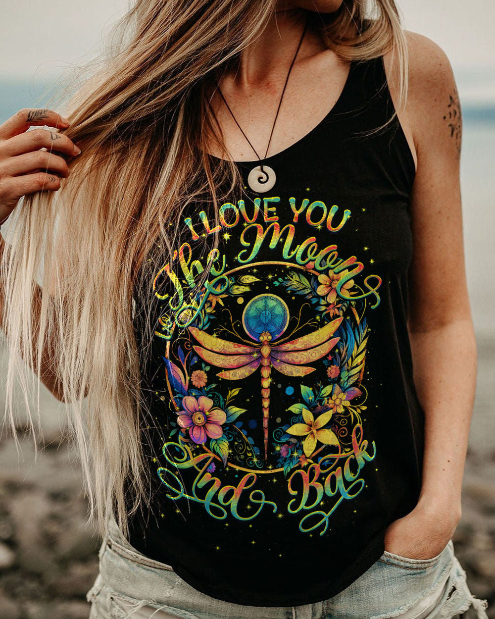 LOVE YOU TO THE MOON AND BACK DRAGONFLY ALL OVER PRINT - TY2107231
