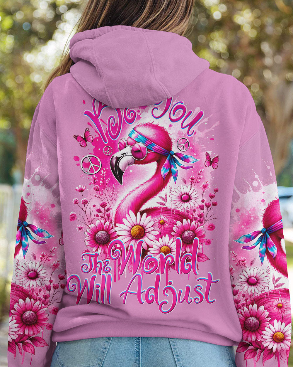 BE YOU THE WORLD WILL ADJUST FLAMINGO ALL OVER PRINT - TY2411231