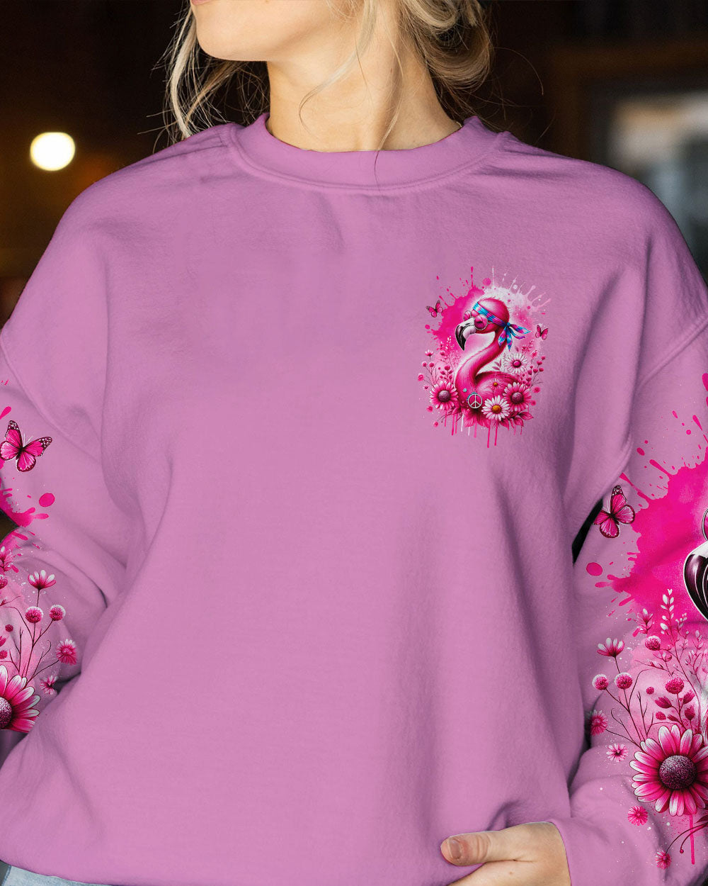 BE YOU THE WORLD WILL ADJUST FLAMINGO ALL OVER PRINT - TY2411231