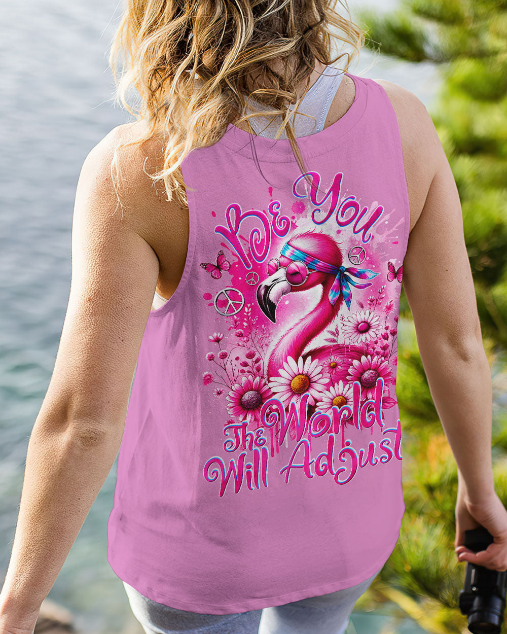 BE YOU THE WORLD WILL ADJUST FLAMINGO ALL OVER PRINT - TY2411231
