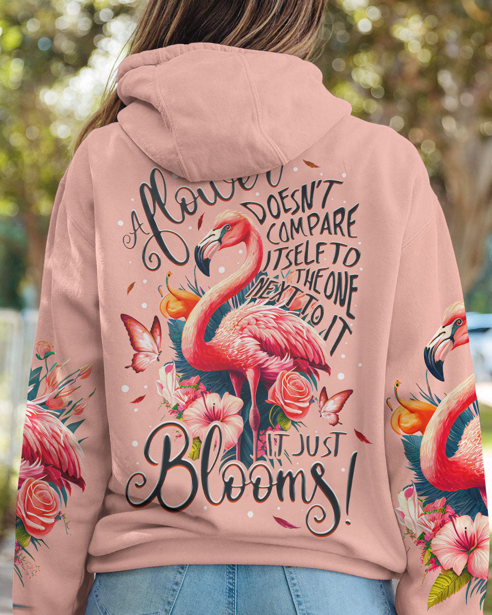 A FLOWER JUST BLOOMS FLAMINGO ALL OVER PRINT - TY2605232