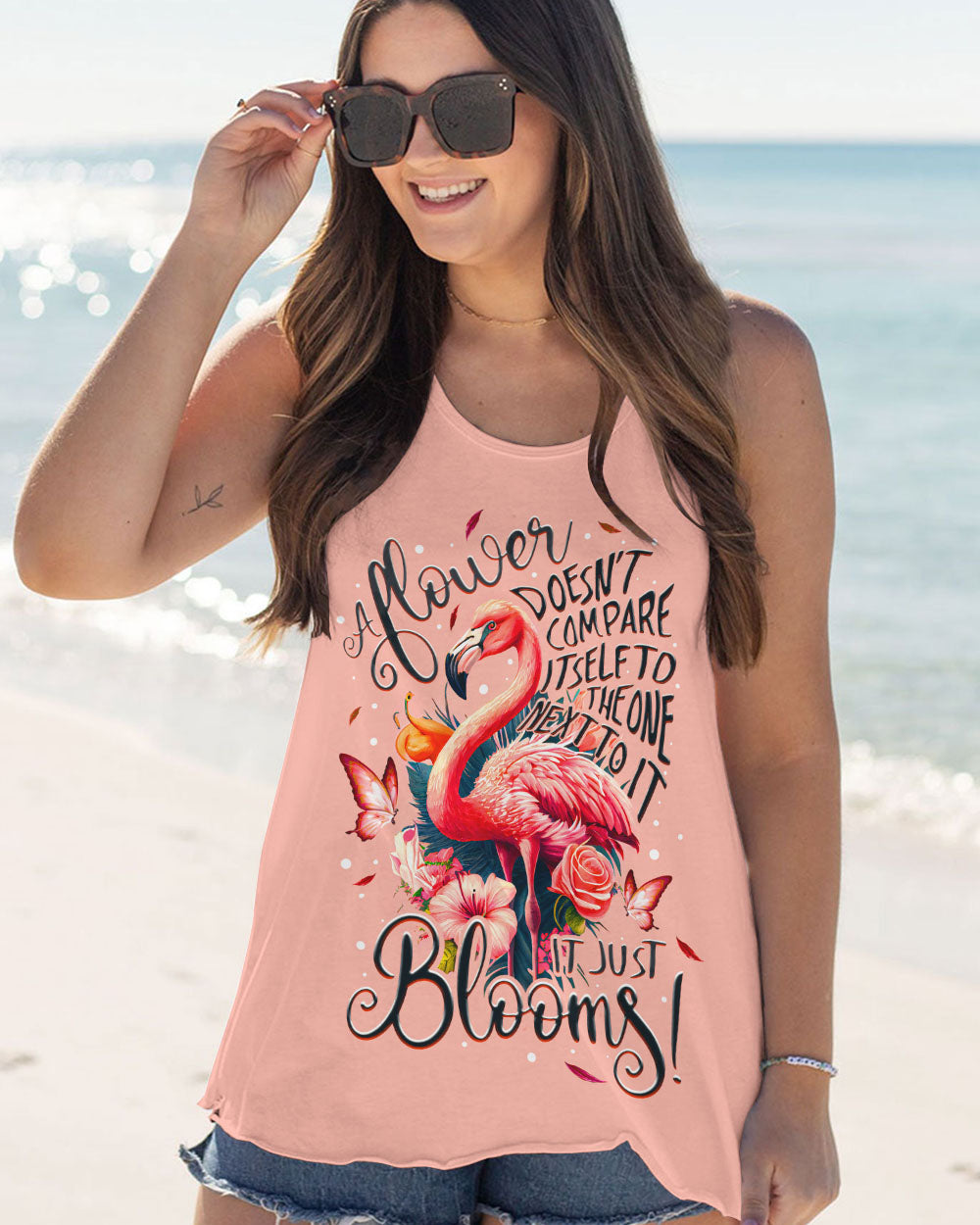 A FLOWER JUST BLOOMS FLAMINGO ALL OVER PRINT - TY2605232