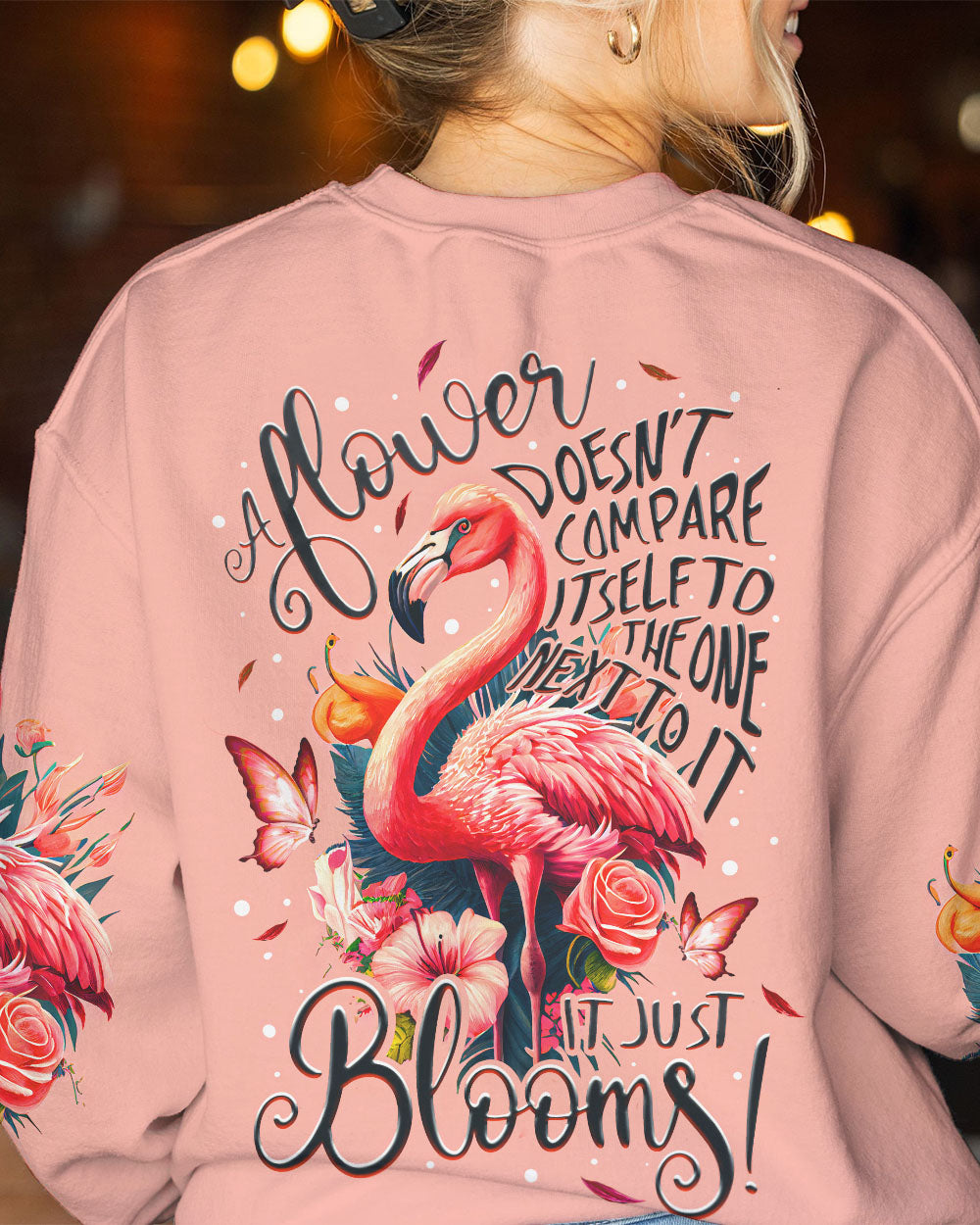 A FLOWER JUST BLOOMS FLAMINGO ALL OVER PRINT - TY2605232