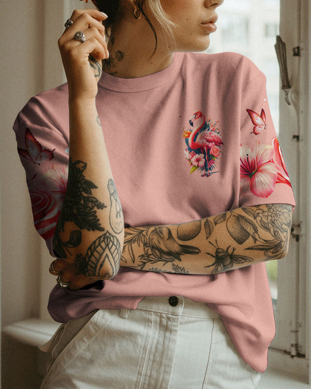 A FLOWER JUST BLOOMS FLAMINGO ALL OVER PRINT - TY2605232
