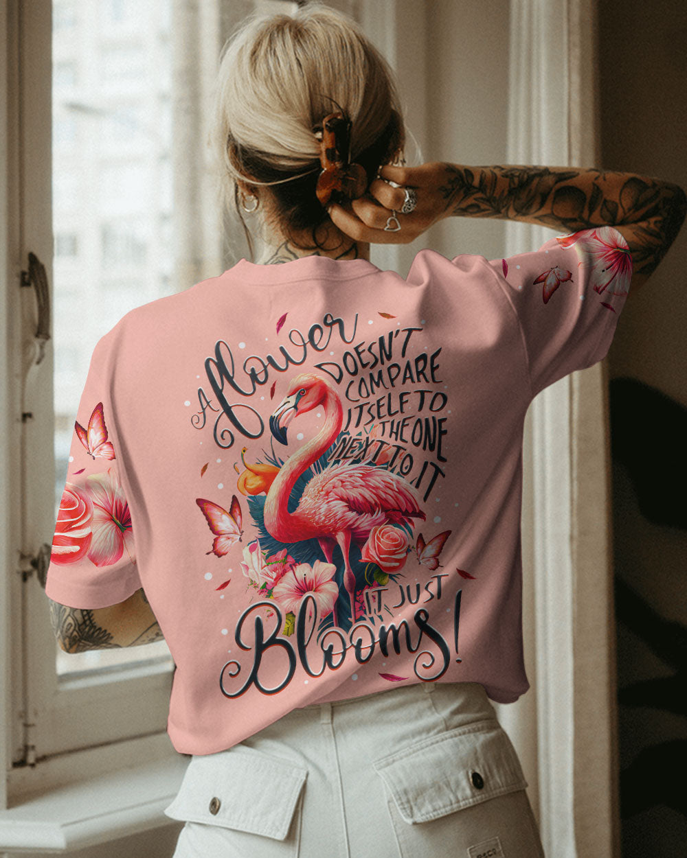 A FLOWER JUST BLOOMS FLAMINGO ALL OVER PRINT - TY2605232