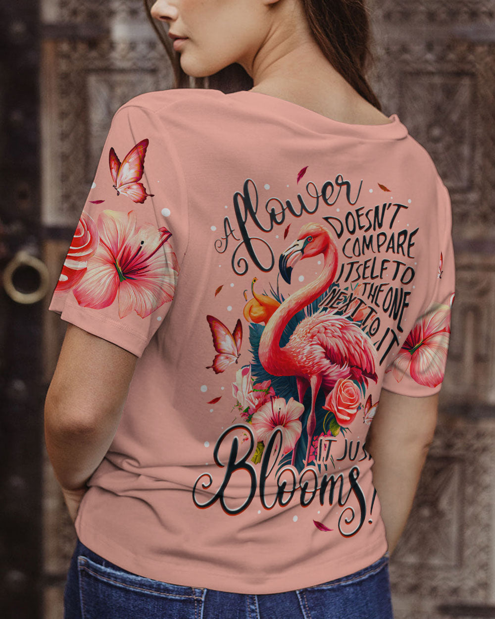 A FLOWER JUST BLOOMS FLAMINGO ALL OVER PRINT - TY2605232