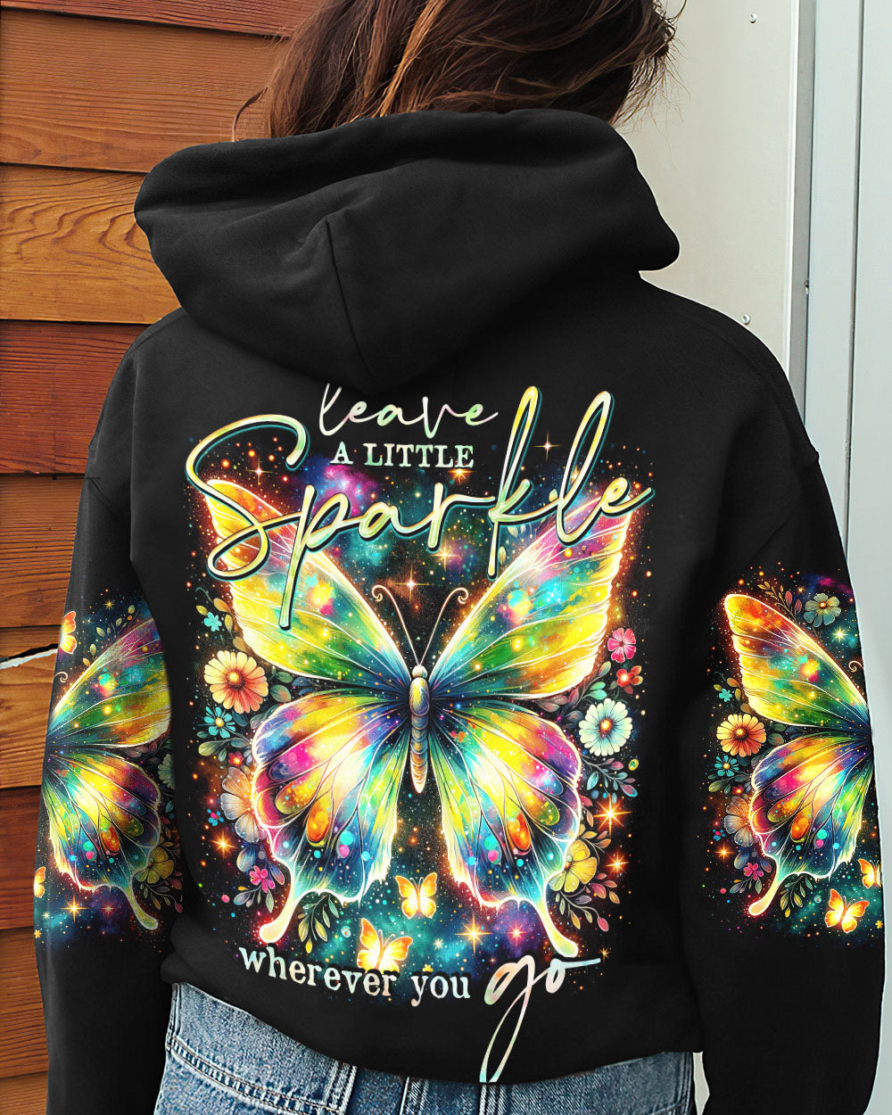 LEAVE A LITTLE SPARKLE WHEREVER YOU GO BUTTERFLY ALL OVER PRINT - TY3001241