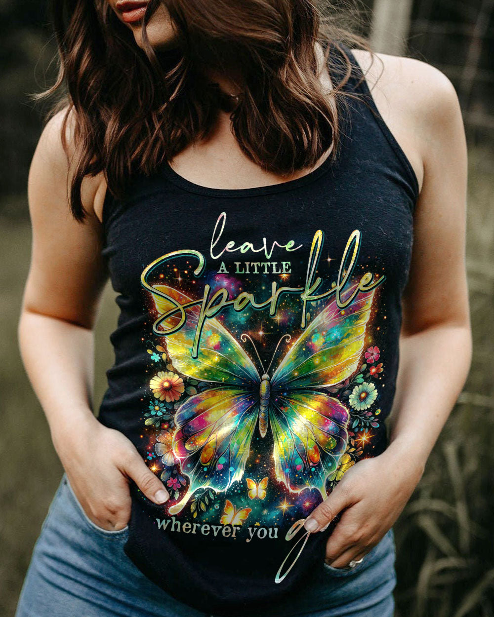 LEAVE A LITTLE SPARKLE WHEREVER YOU GO BUTTERFLY ALL OVER PRINT - TY3001241