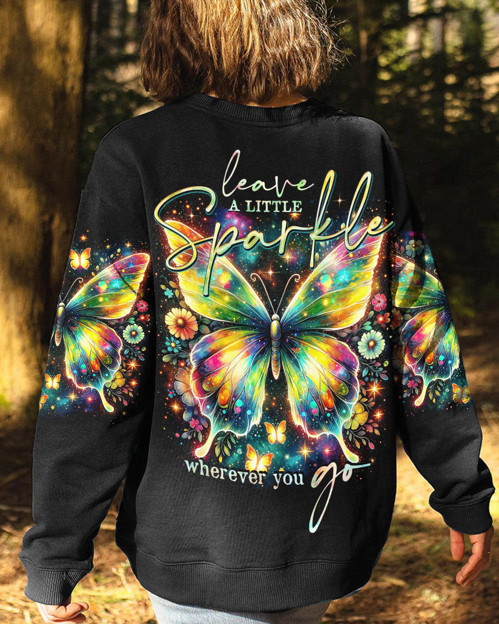 LEAVE A LITTLE SPARKLE WHEREVER YOU GO BUTTERFLY ALL OVER PRINT - TY3001241