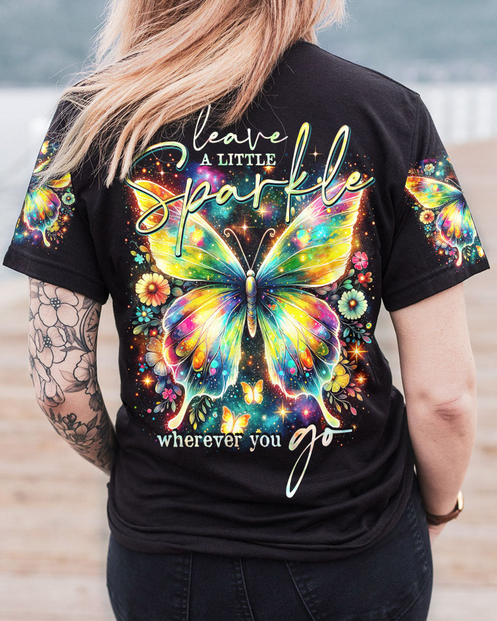 LEAVE A LITTLE SPARKLE WHEREVER YOU GO BUTTERFLY ALL OVER PRINT - TY3001241