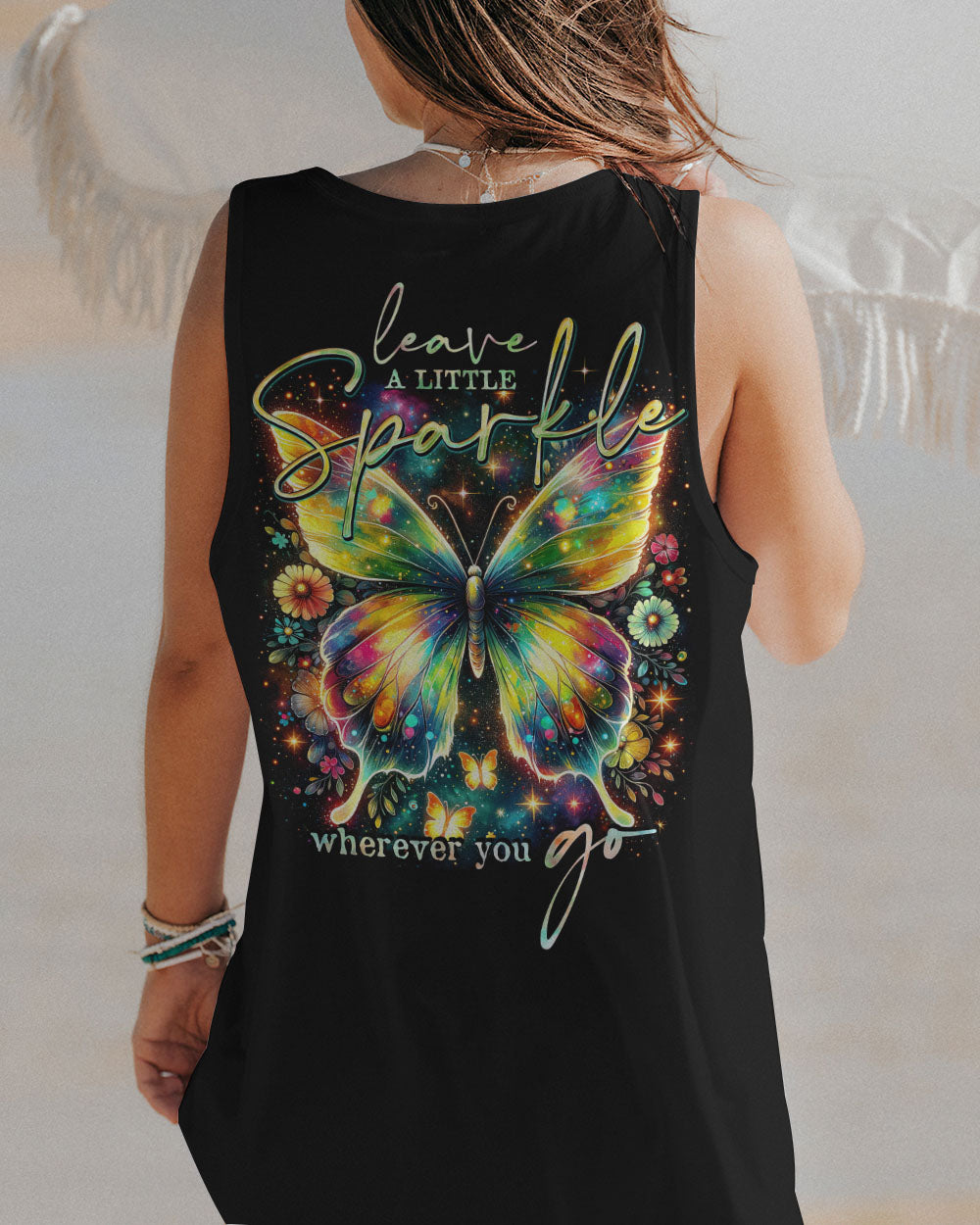 LEAVE A LITTLE SPARKLE WHEREVER YOU GO BUTTERFLY ALL OVER PRINT - TY3001241