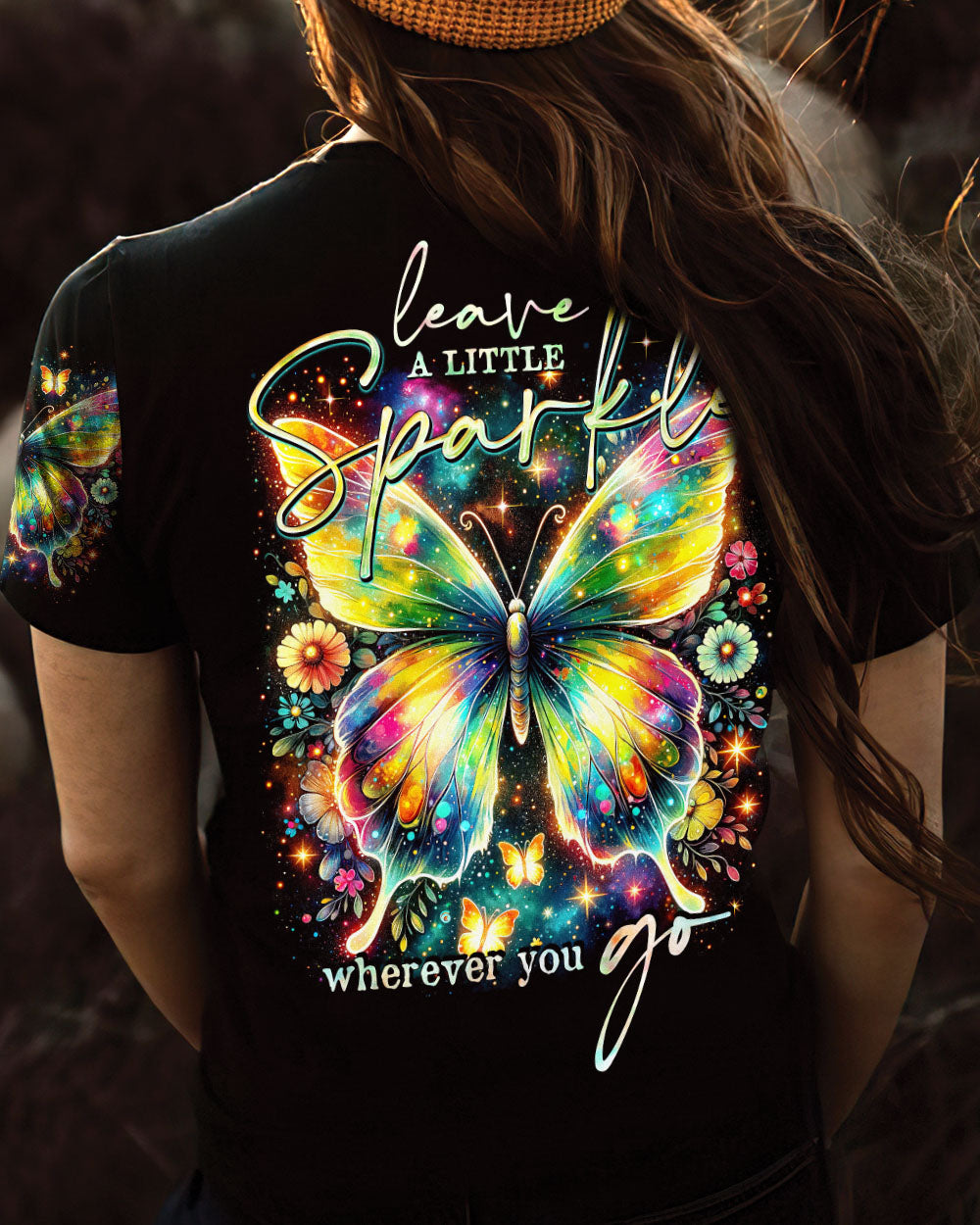 LEAVE A LITTLE SPARKLE WHEREVER YOU GO BUTTERFLY ALL OVER PRINT - TY3001241