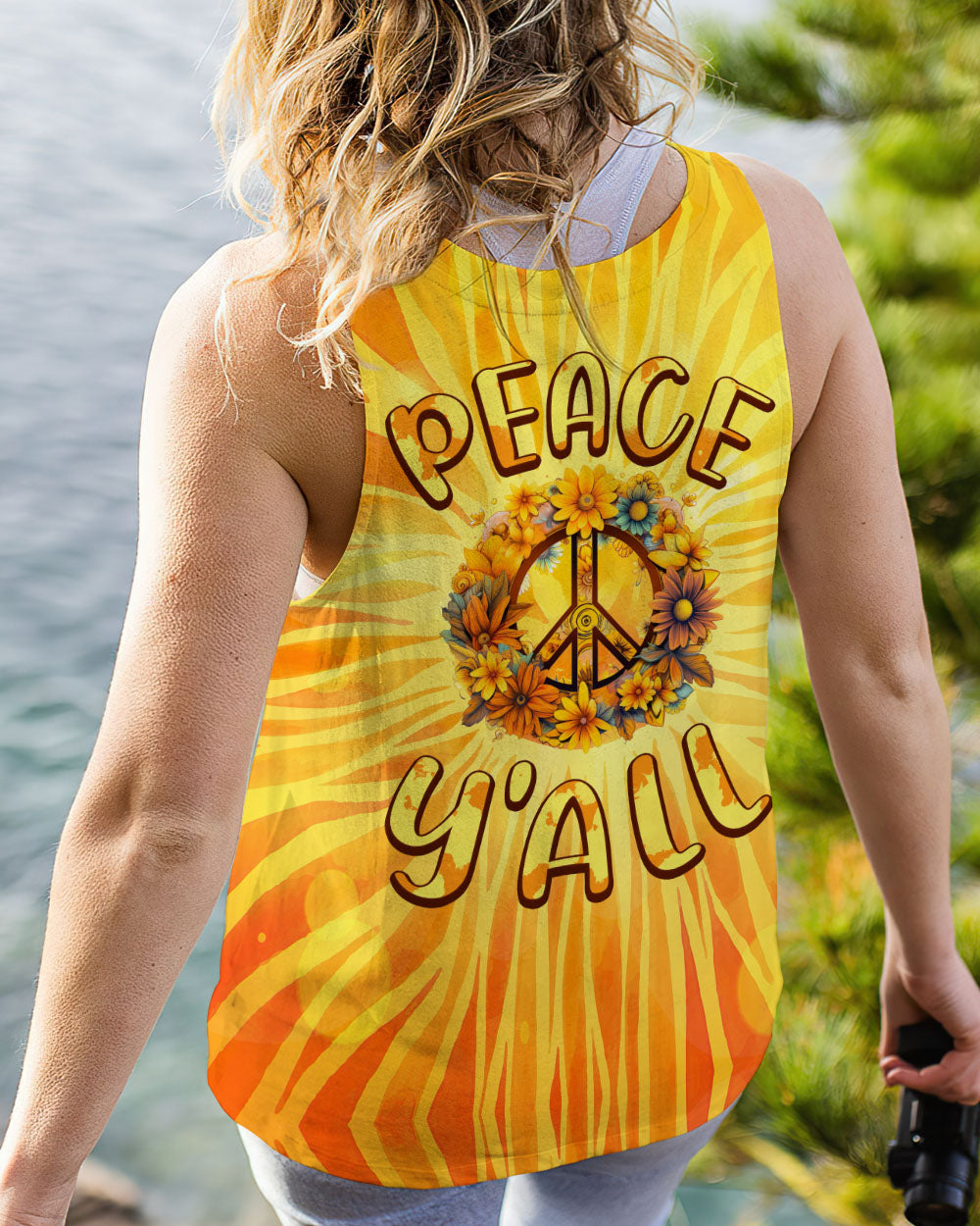 PEACE Y'ALL SUNFLOWERS TIE DYE ALL OVER PRINT - TY3006231