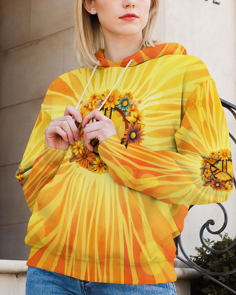 PEACE Y'ALL SUNFLOWERS TIE DYE ALL OVER PRINT - TY3006231