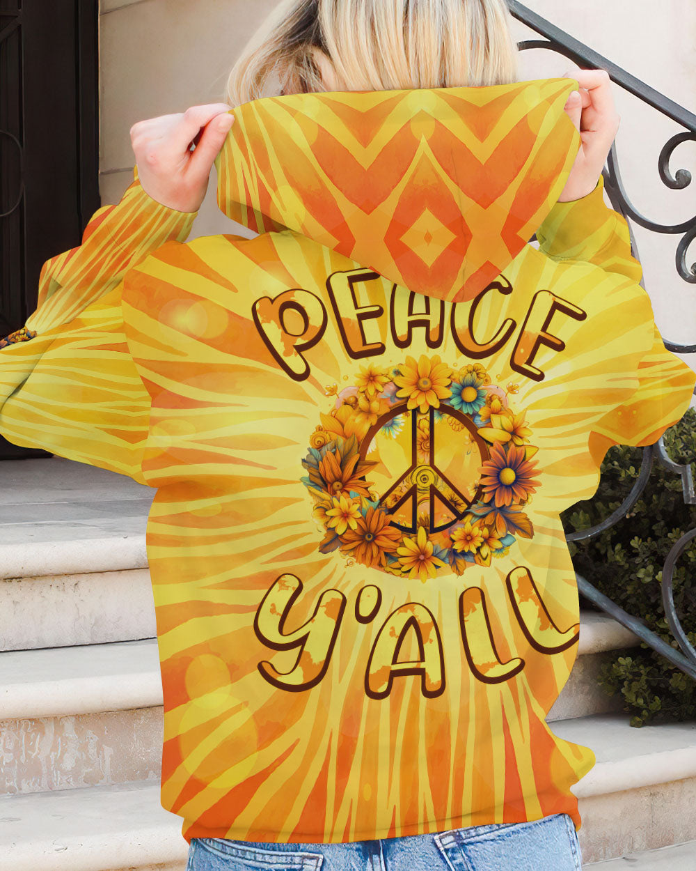 PEACE Y'ALL SUNFLOWERS TIE DYE ALL OVER PRINT - TY3006231
